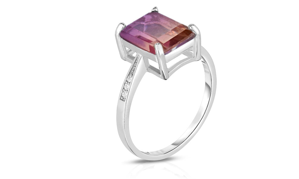 4.00 CTW Genuine Emerald Cut Ring in Sterling Silver
