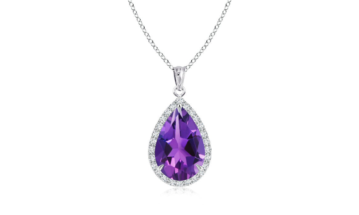 Genuine Pear-Cut Gemstone Sterling Silver Necklace