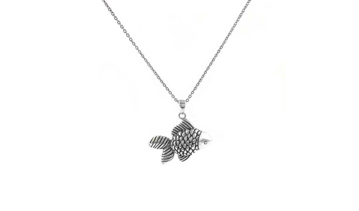Artisan Sterling Silver Fish Pendant Necklace
