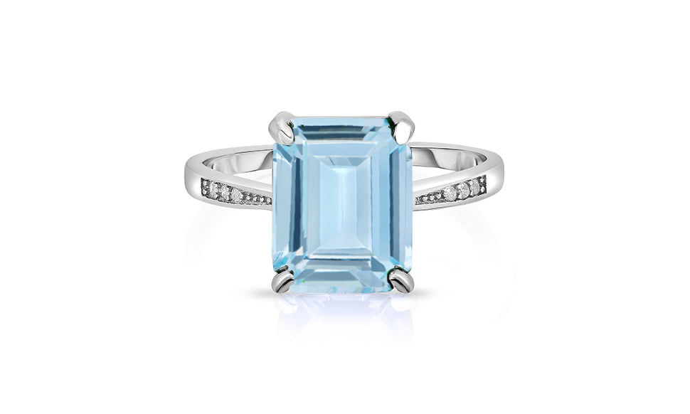 Sterling Silver 4.00 CTW Emerald Cut Lab-Created Gemstone Ring