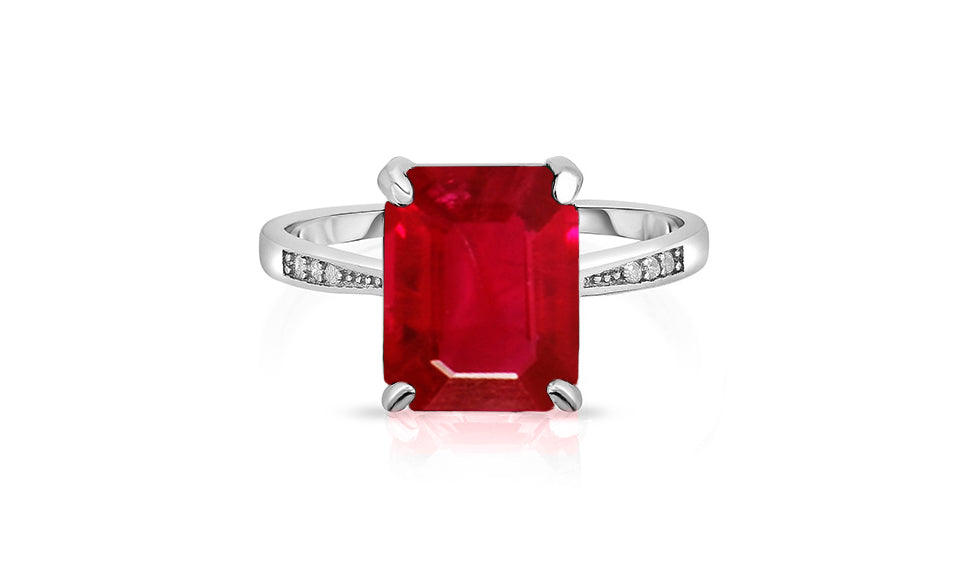 Sterling Silver 4.00 CTW Emerald Cut Lab-Created Gemstone Ring