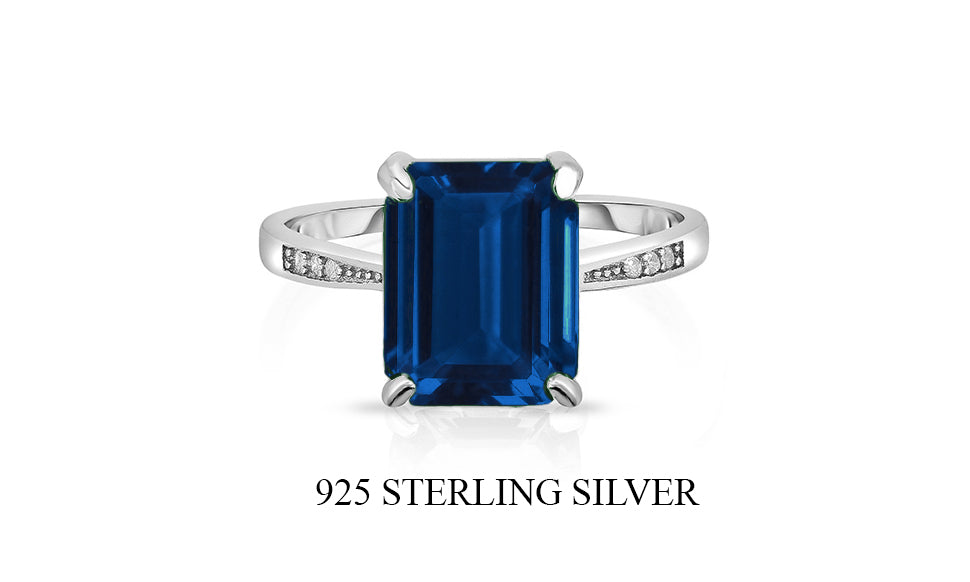 Sterling Silver 4.00 CTW Emerald Cut Lab-Created Gemstone Ring