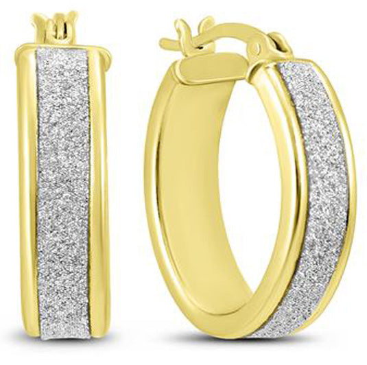 Sterling Silver Crystal French Lock Hoop Earrings – Gold or Silver