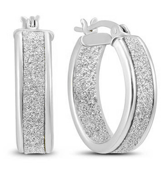 Sterling Silver Crystal French Lock Hoop Earrings – Gold or Silver