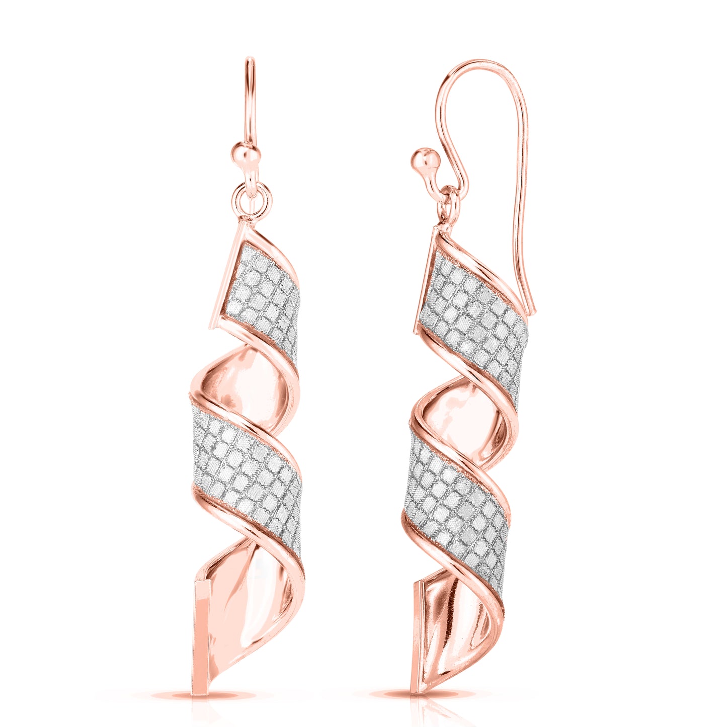 Italian Sterling Silver Pavé Spiral Drop Earrings