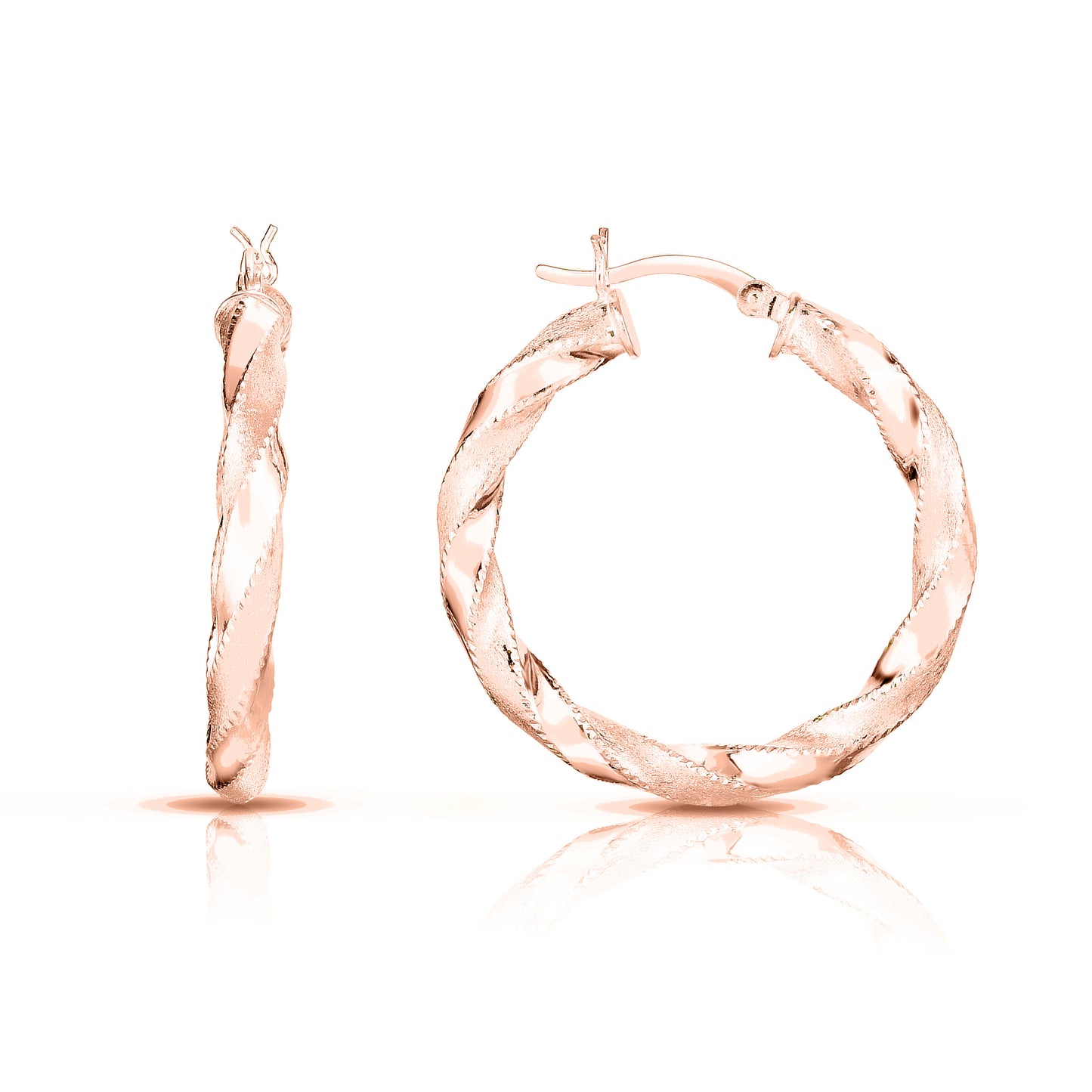 Sterling Silver Diamond Cut Twisted Hoops
