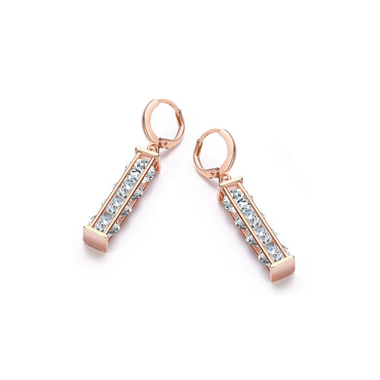 18K Rose Gold Plated Swarovski Crystal Stacked Drop Earrings