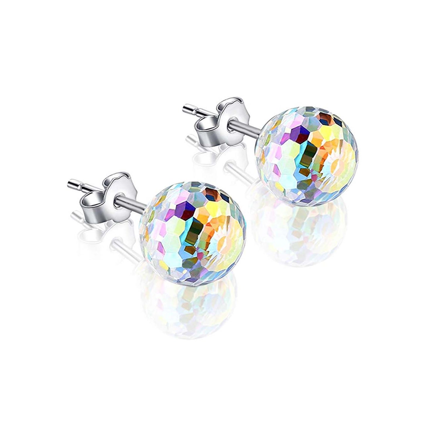 Aurora Borealis Swarovski Faceted Crystal Ball Studs