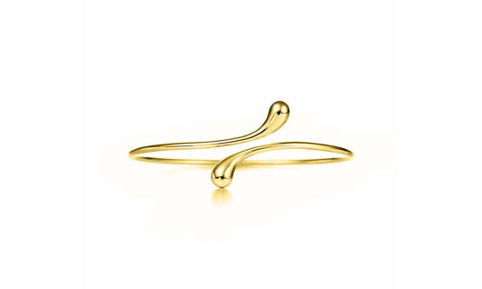 Sterling Silver Plated Bypass Teardrop Bangle – Gold or Rose Gold