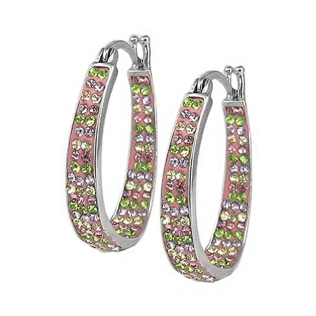 Graduated Crystal Hoop Earrings in 18K Gold Plating