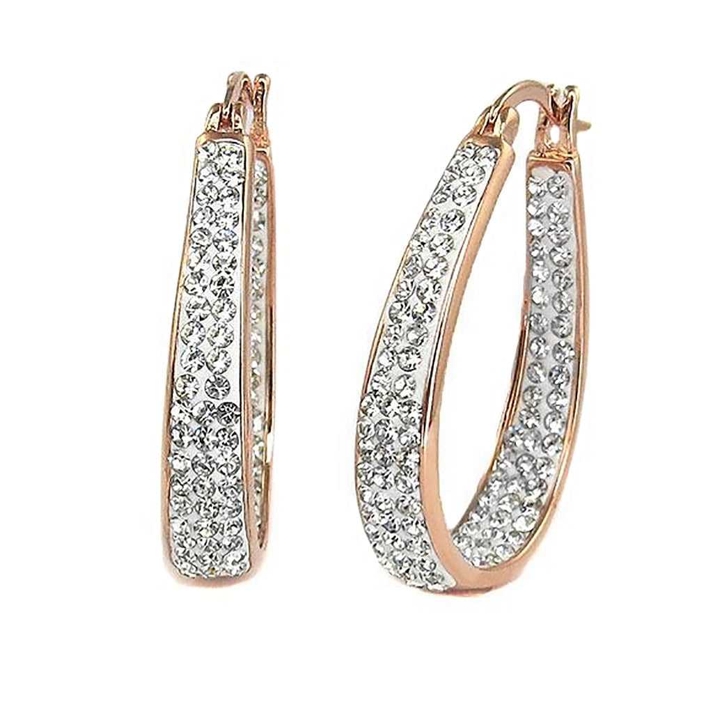 Graduated Crystal Hoop Earrings in 18K Gold Plating