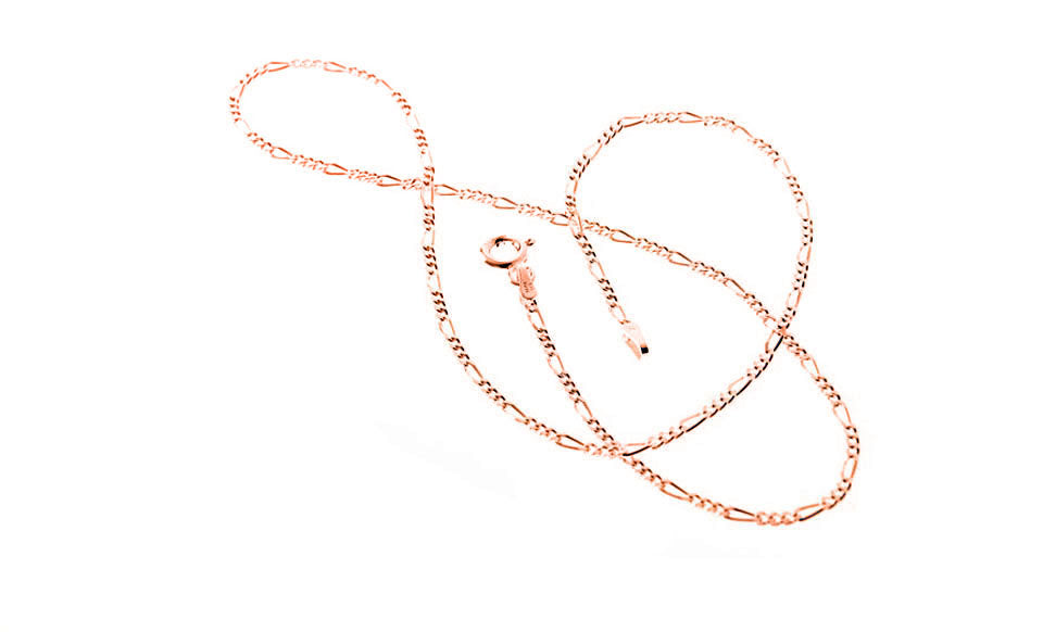 Figaro Chain Necklace in Sterling Silver, Gold, or Rose Gold