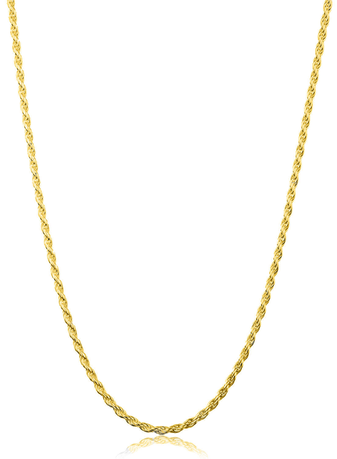 1MM Rope Chain Necklace in 925 Sterling Silver – Available in Silver, Gold, or Rose Gold
