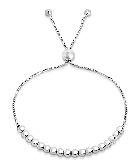 Italian Sterling Silver Adjustable Beaded Bracelet