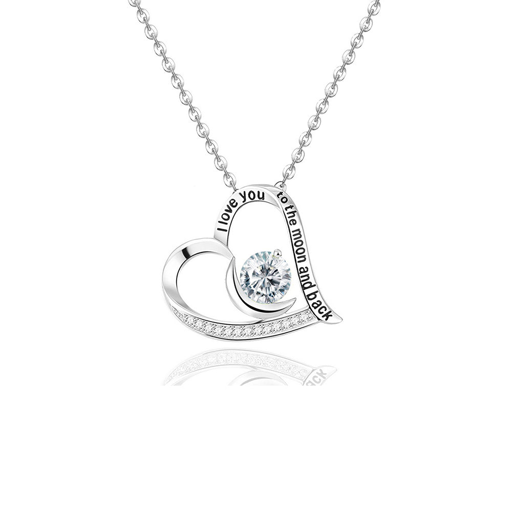 Solid Sterling Silver "I Love You To The Moon and Back" Necklace