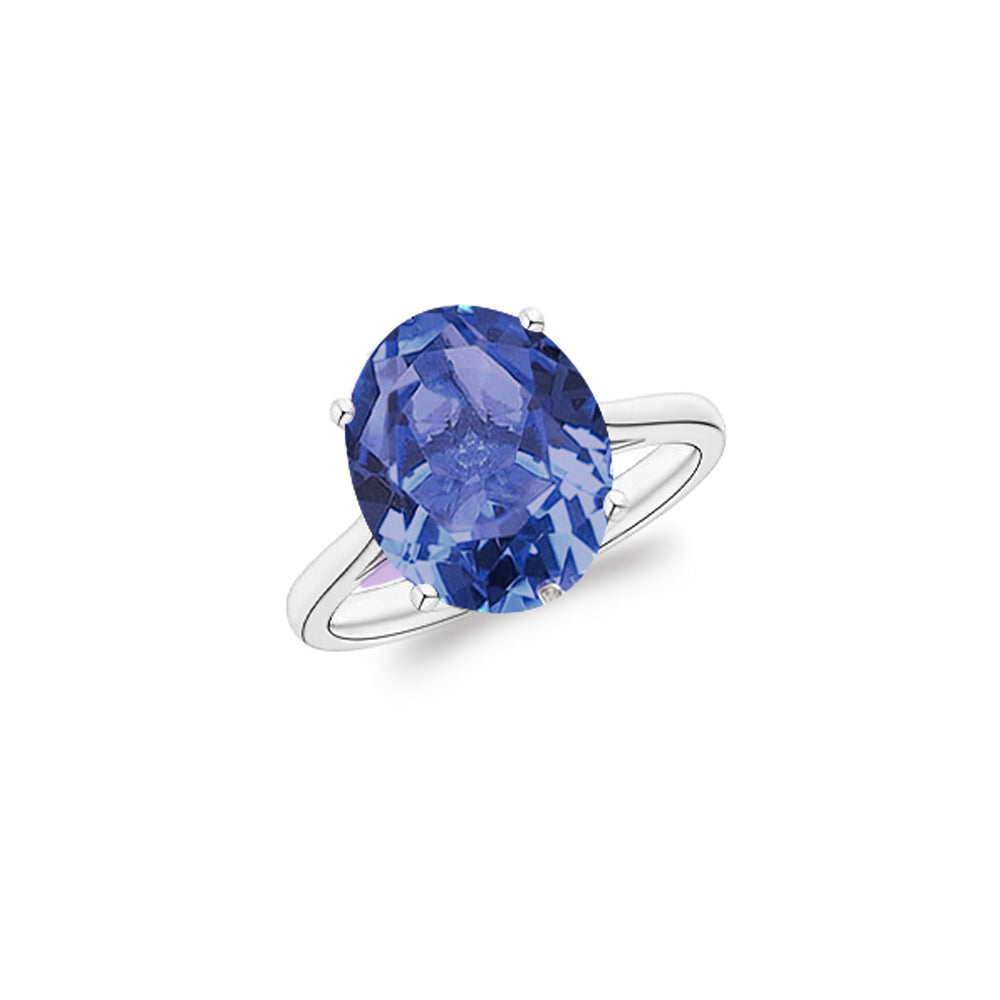 5.0 CTW Genuine Oval Cut Gemstone Ring in Sterling Silver
