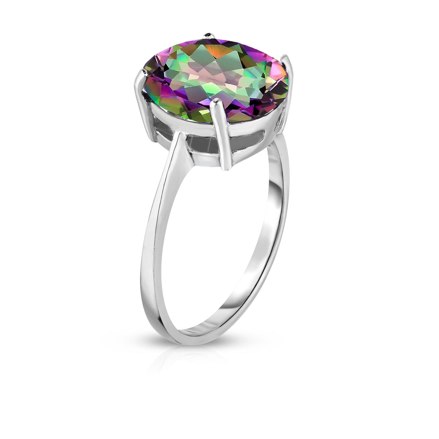 5.0 CTW Genuine Oval Cut Gemstone Ring in Sterling Silver