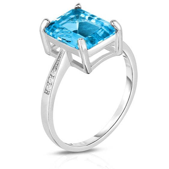 4.00 CTW Genuine Emerald Cut Ring in Sterling Silver