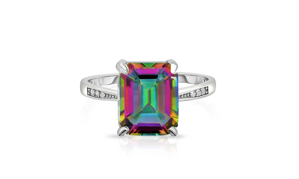 4.00 CTW Genuine Emerald Cut Ring in Sterling Silver