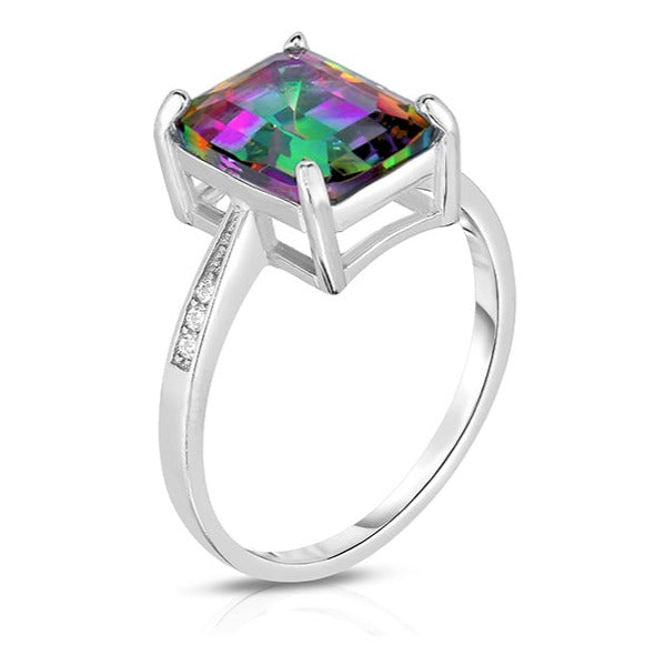 4.00 CTW Genuine Emerald Cut Ring in Sterling Silver