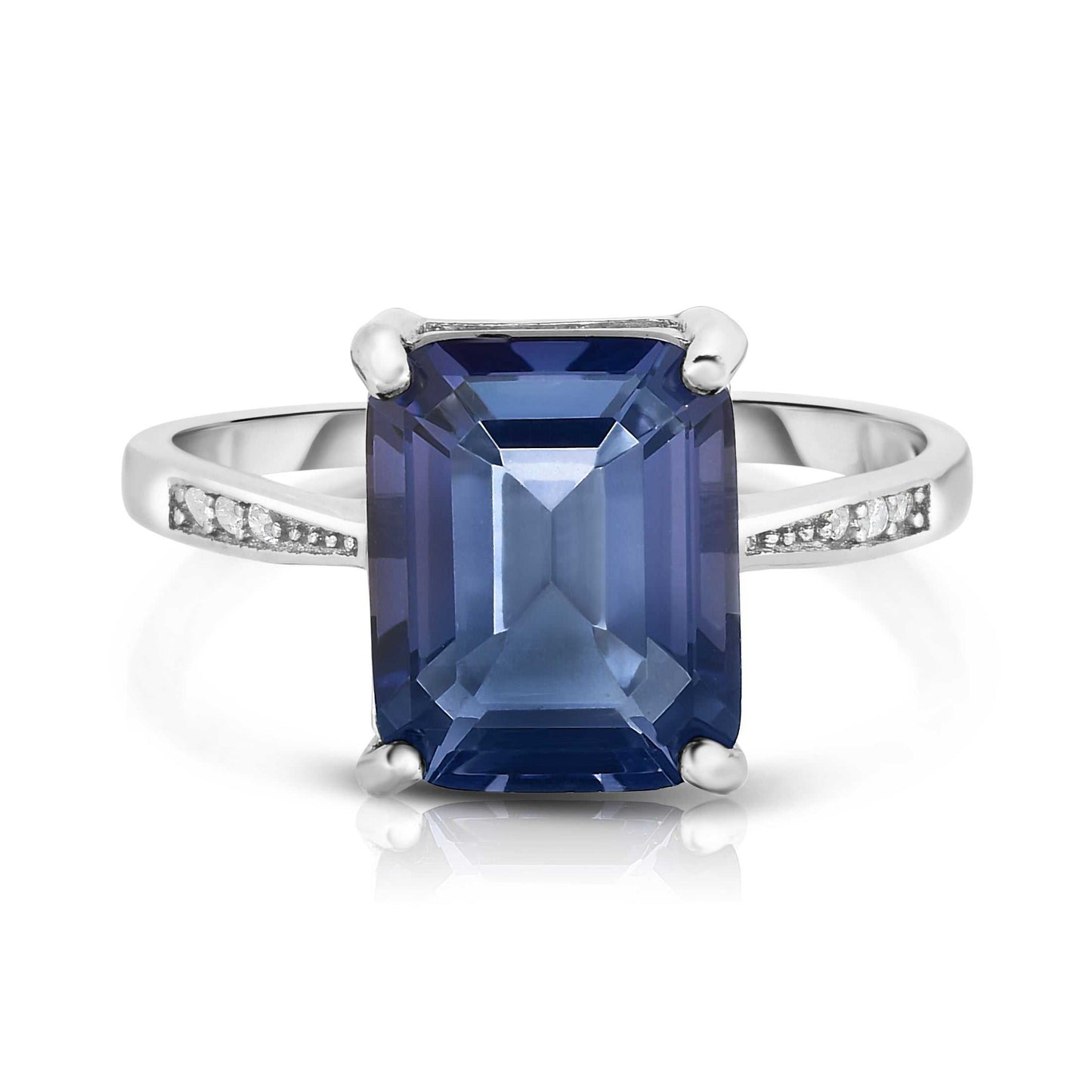 4.00 CTW Genuine Emerald Cut Ring in Sterling Silver