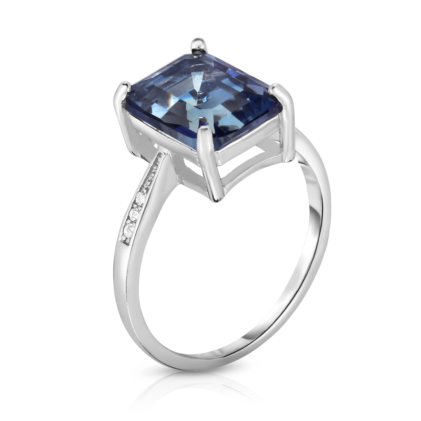4.00 CTW Genuine Emerald Cut Ring in Sterling Silver