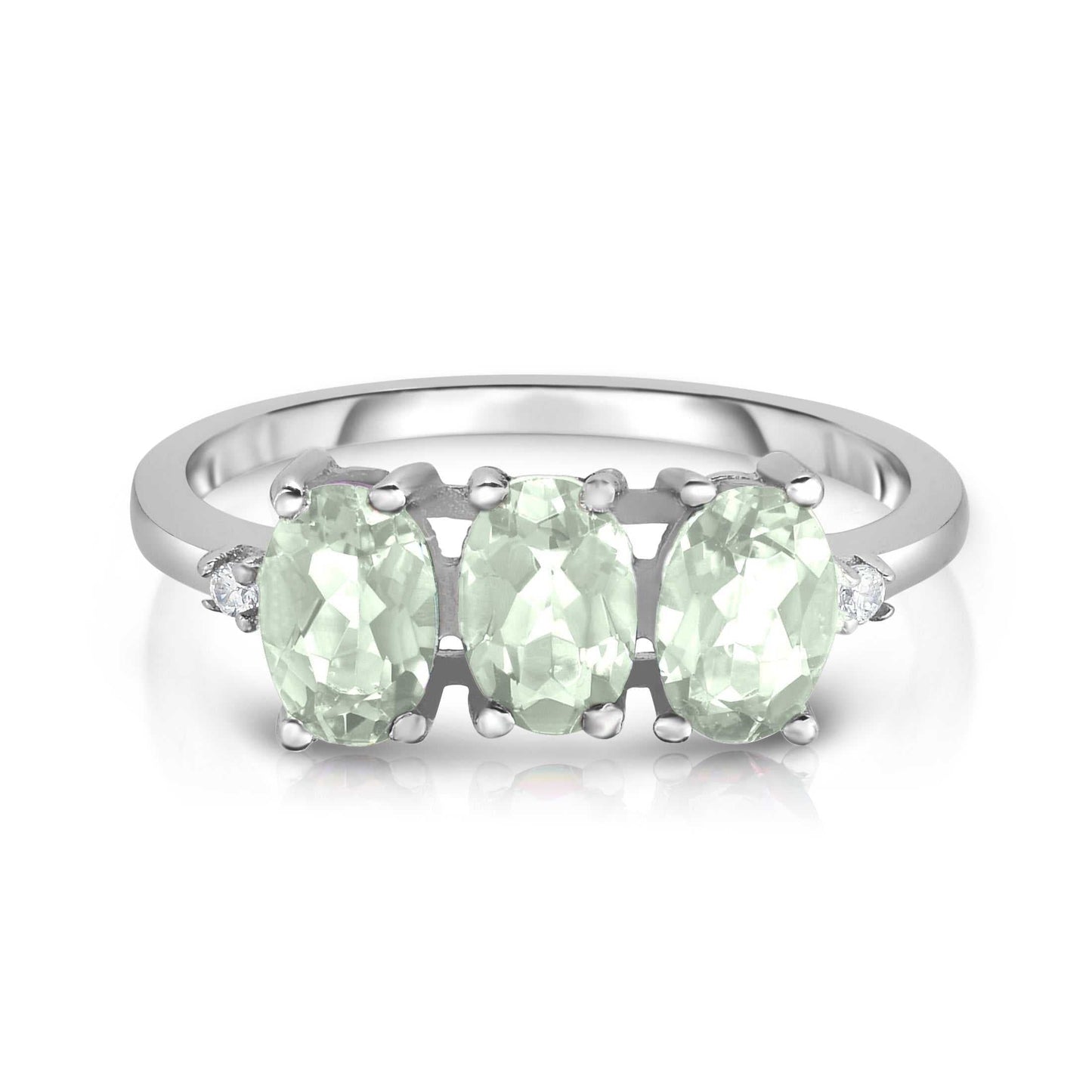 3.0 CTW Genuine Oval Cut Tri-Gemstone Ring in Sterling Silver