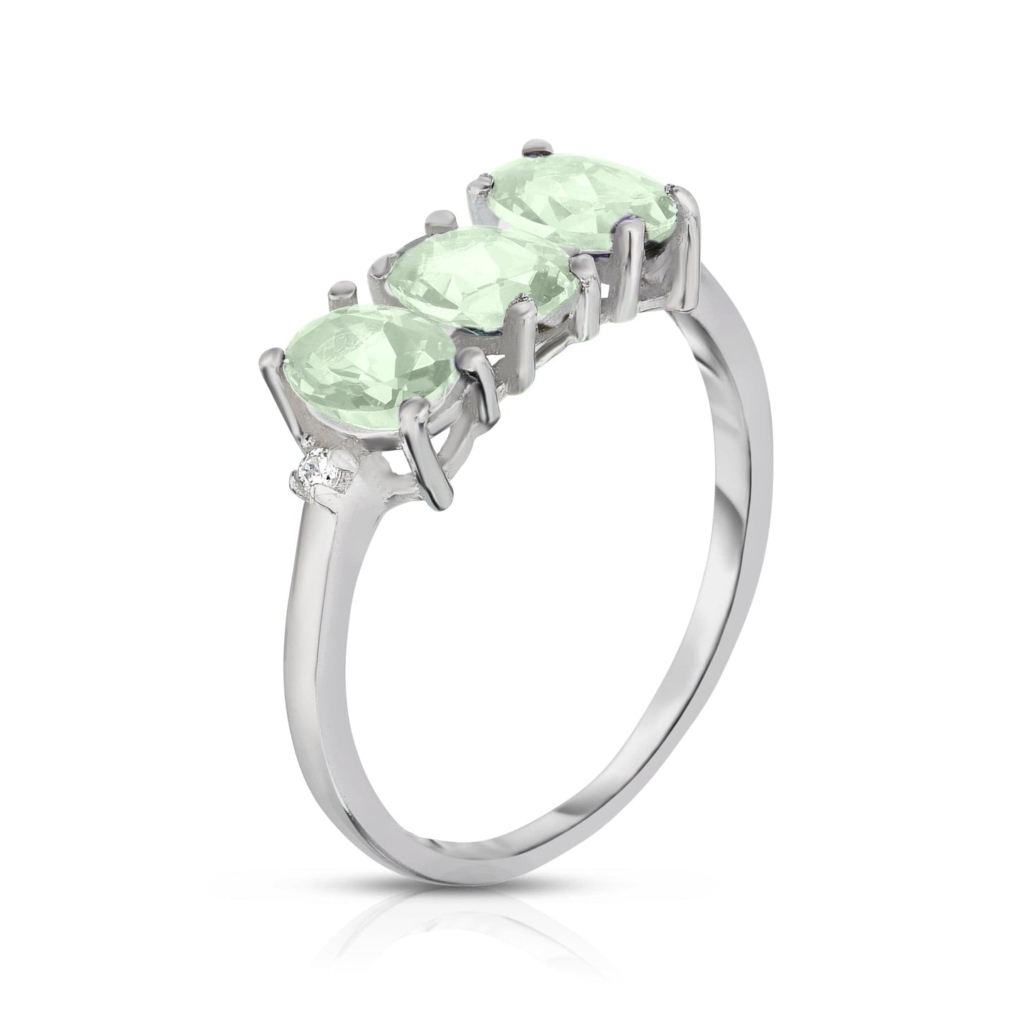3.0 CTW Genuine Oval Cut Tri-Gemstone Ring in Sterling Silver