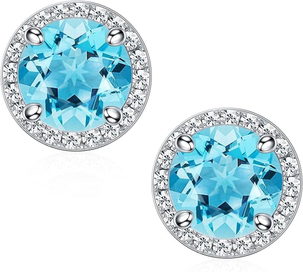 Sterling Silver Halo Stud Earrings – 3.00 CTW, Multiple Colors