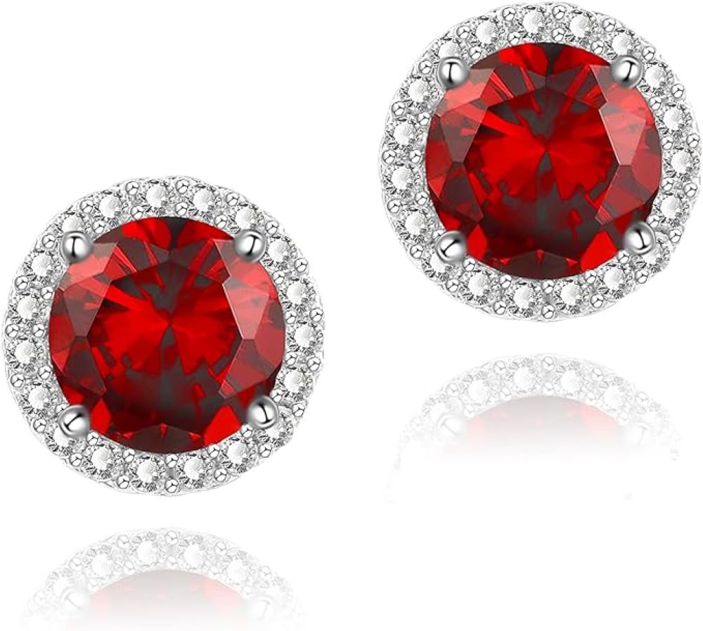 Sterling Silver Halo Stud Earrings – 3.00 CTW, Multiple Colors