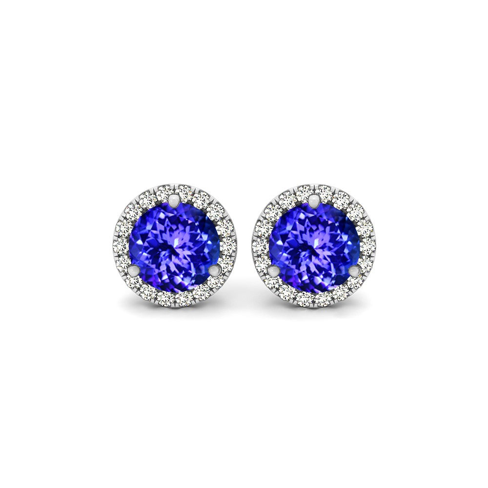Sterling Silver Halo Stud Earrings – 3.00 CTW, Multiple Colors