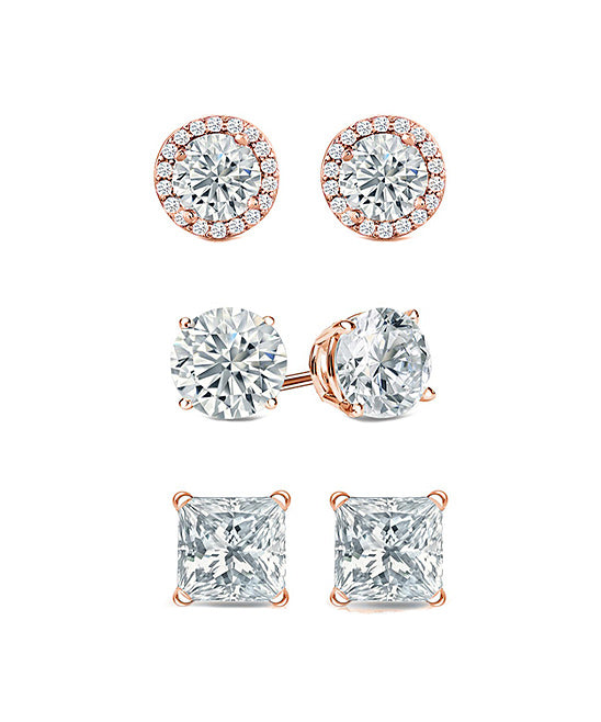 Set of 3 Sterling Silver Stud Earring Collection