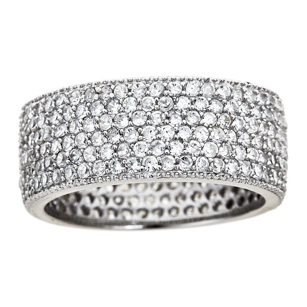 Sterling Silver Pave Wide Eternity Band