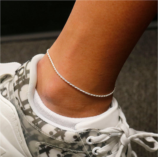 Italian Sterling Silver Rope Anklet