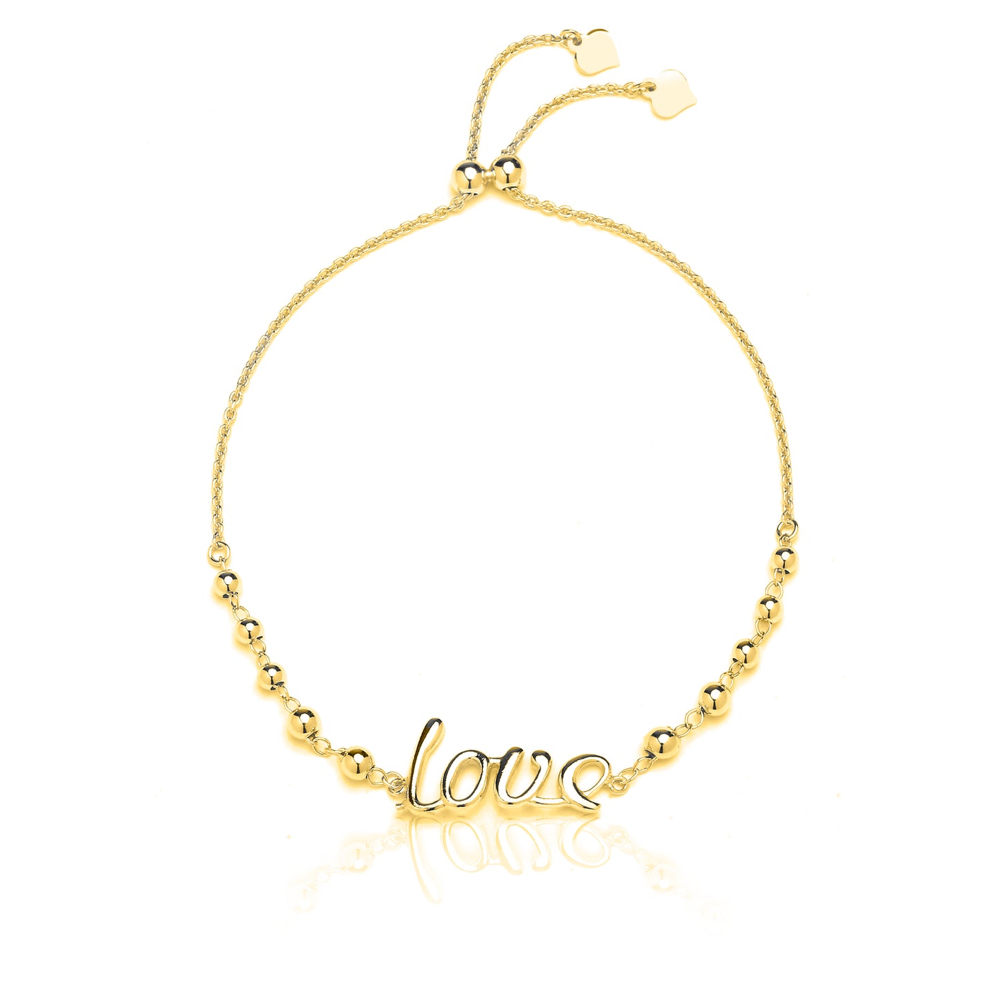 Gold Italian Sterling Silver Adjustable "Love" Bracelet