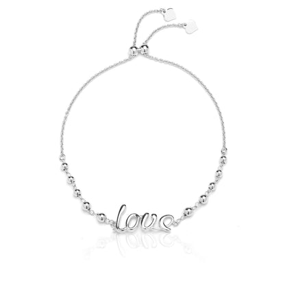 Silver Italian Sterling Silver Adjustable "Love" Bracelet