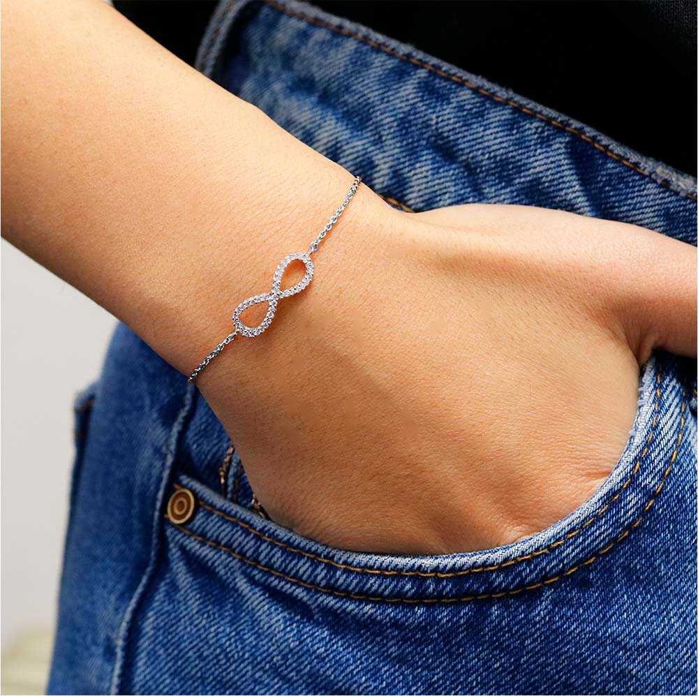 Silver Italian Sterling Silver Adjustable Infinity Bracelet On Wrist
