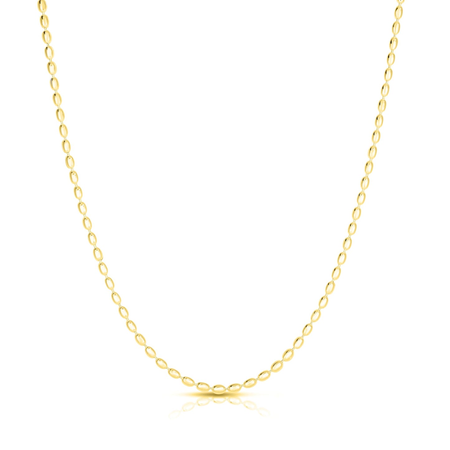 18K Gold Plated Oval Bead Chain Necklace