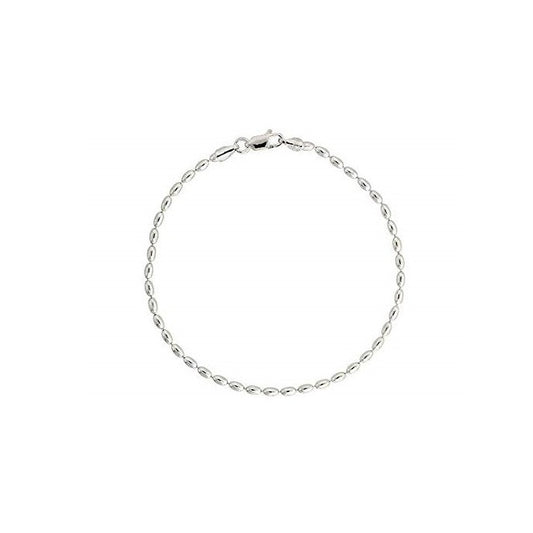 Italian Sterling Silver Oval Bead Anklet