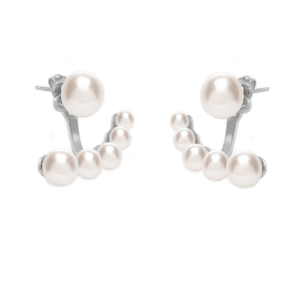 Graduated Pearl Crawler Earrings