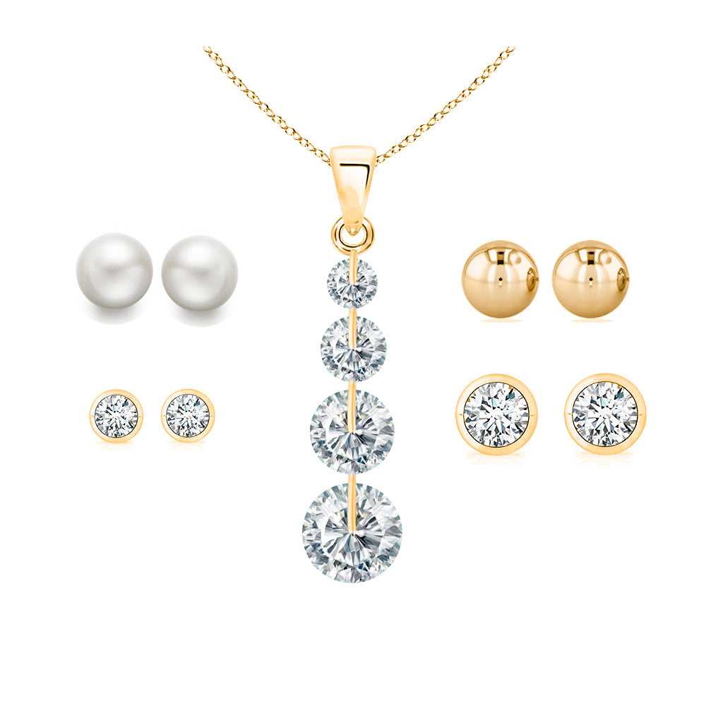 Set of 5 Gold Earrings And Necklace Set