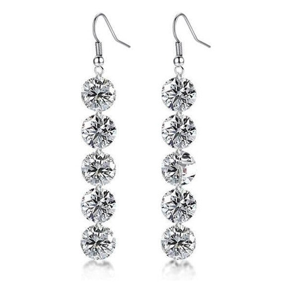 5 Row Crystal Drop Hanging Earrings