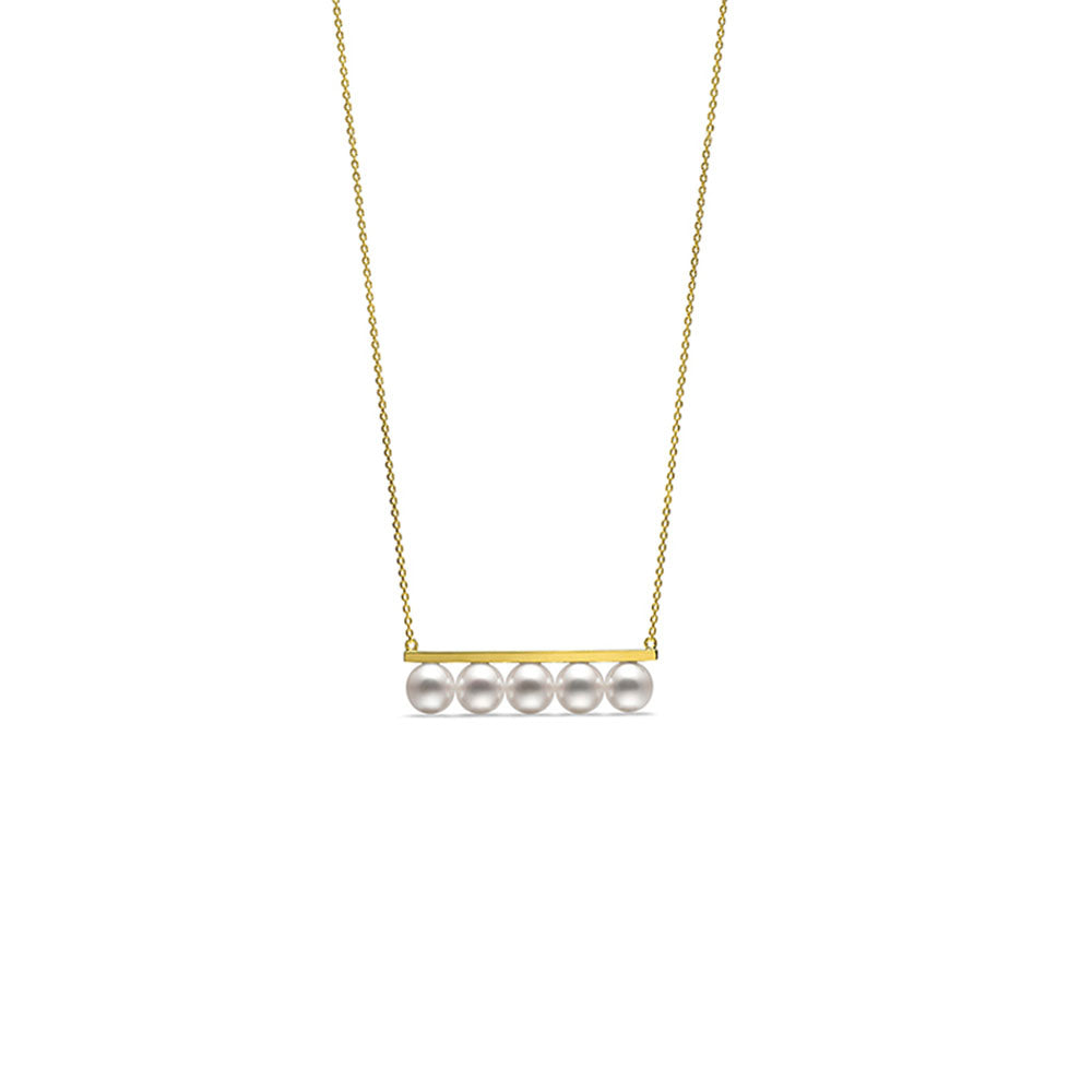 Gold Pearl Bar Necklace