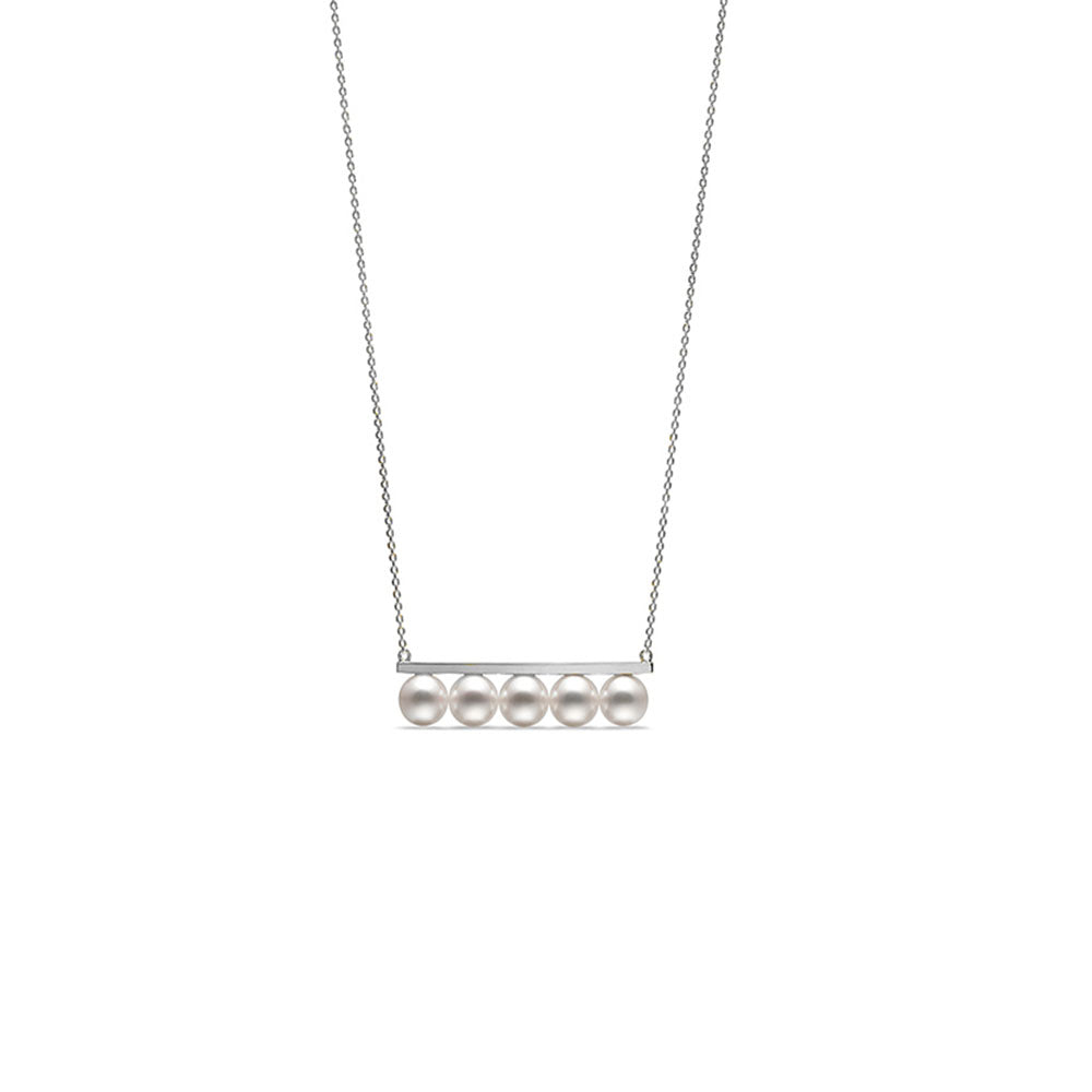 Silver Pearl Bar Necklace