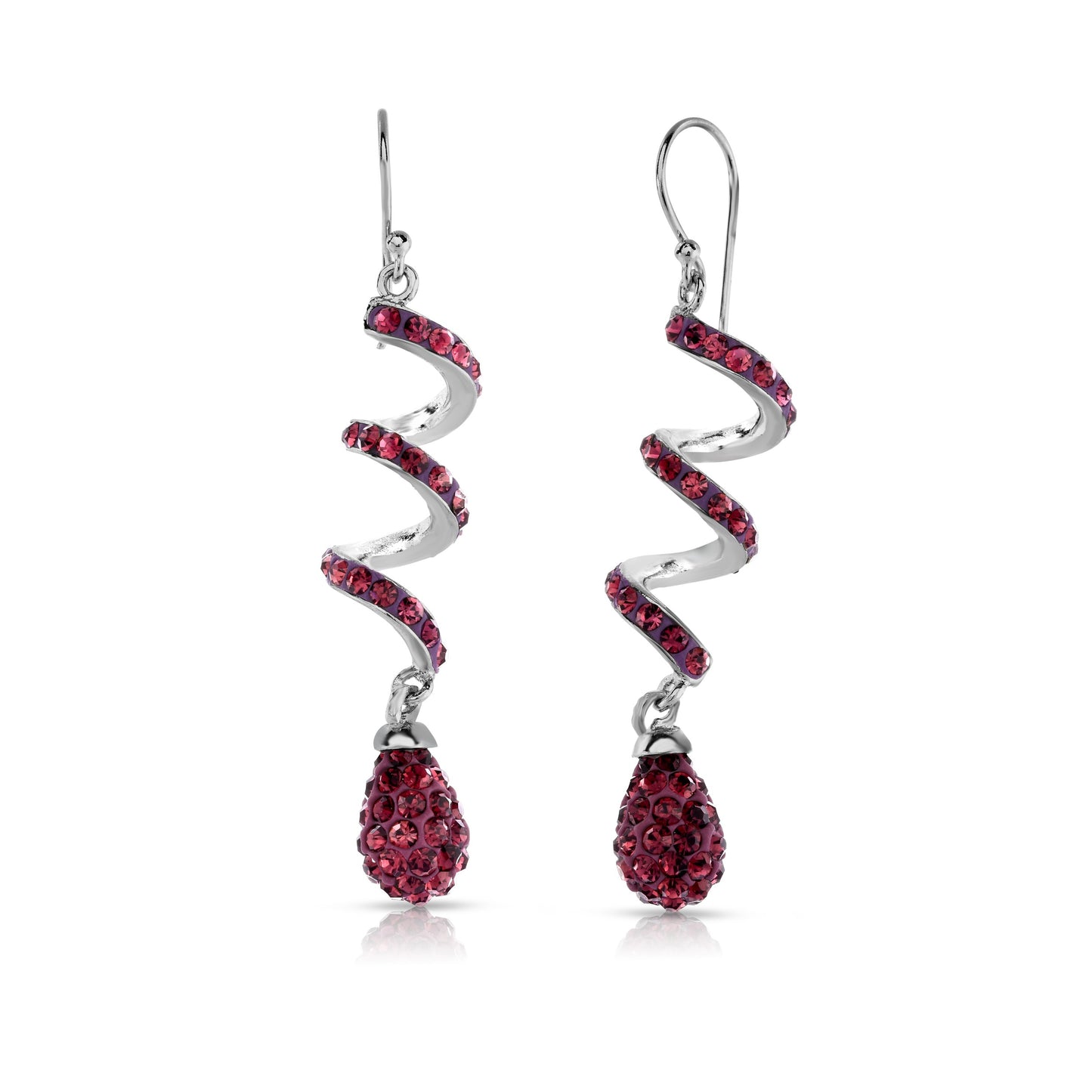 Amethyst Spiral Crystal Drop Earrings