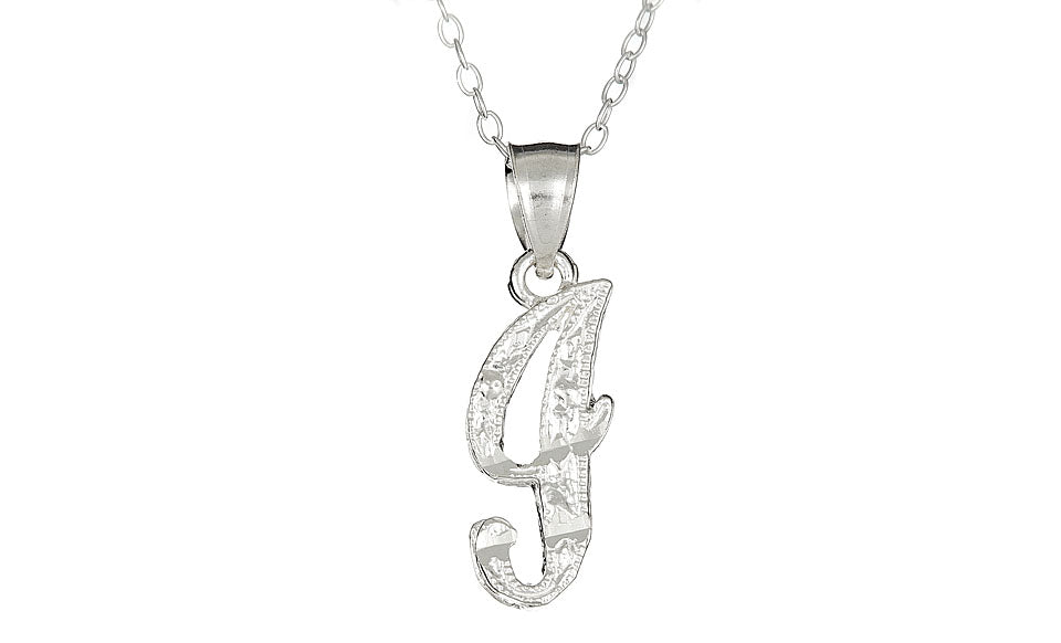 Letter I Sterling Silver Diamond Cut Initial Necklace