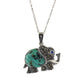 Genuine Turquoise and Marcasite Sterling Silver Elephant Necklace