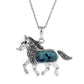 Genuine Turquoise and Marcasite Sterling Silver Horse Necklace