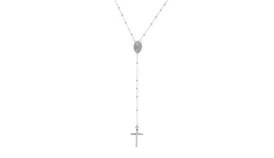 Silver Italian Made Sterling Silver Rosary Necklace