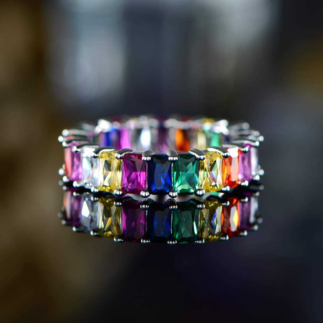 Emerald Cut Eternity Band Made With Swarovski Elements